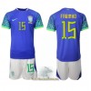 Officiële Voetbalshirt + Korte Broek Brazilië Fabinho 15 Uit WK 2022 - Kids